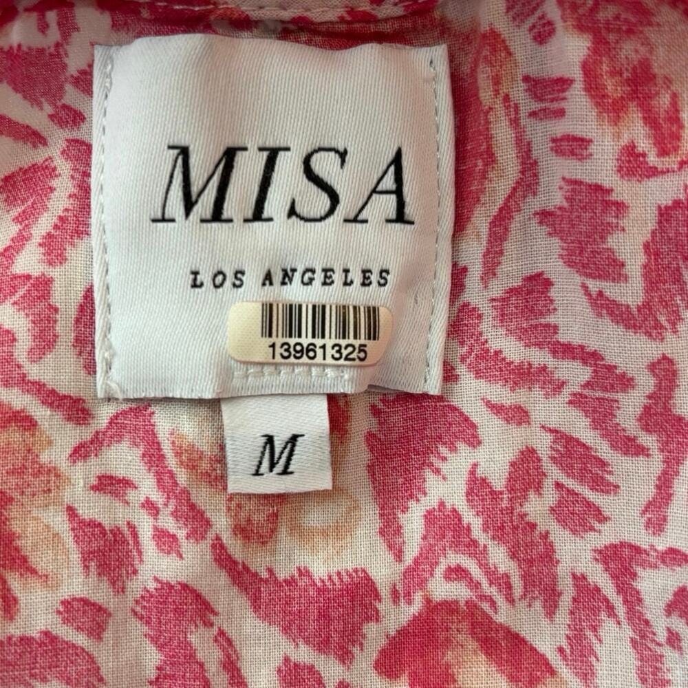 Misa Los Angeles Size M Morrison Dress Pink Animal Floral Tiered Ruffled USA - Picture 6 of 8